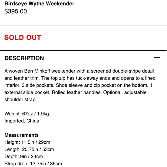❌SOLD❌ Ben Minkoff Wythe Weekender - Picture 4 of 8