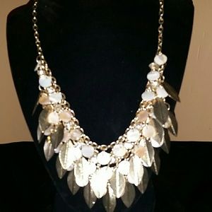Gold , leaf necklace