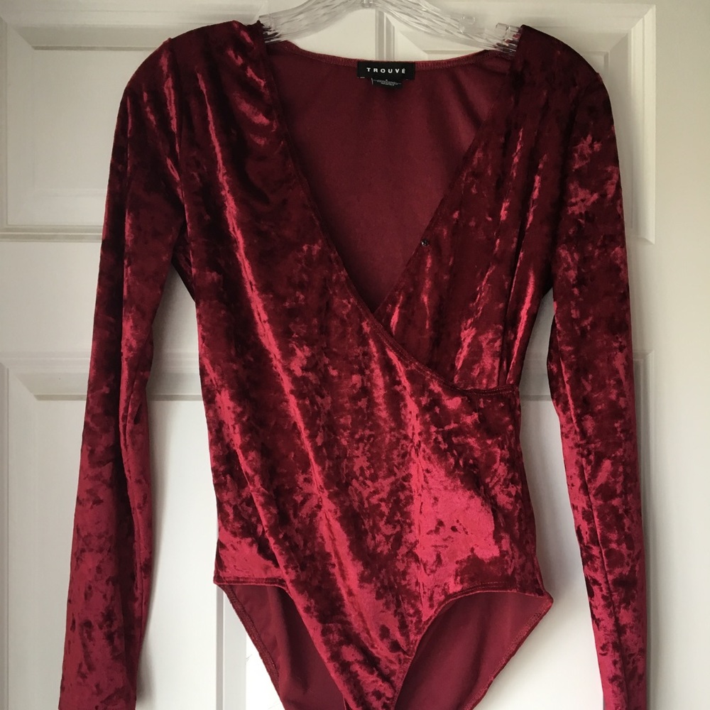 Trouve red velvet top