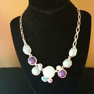 Faux turquoise and purple stone necklace