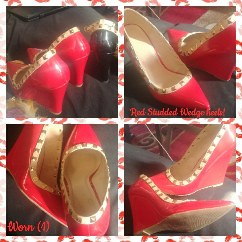 Red studded wedges