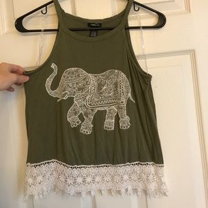 Green elephant tank top