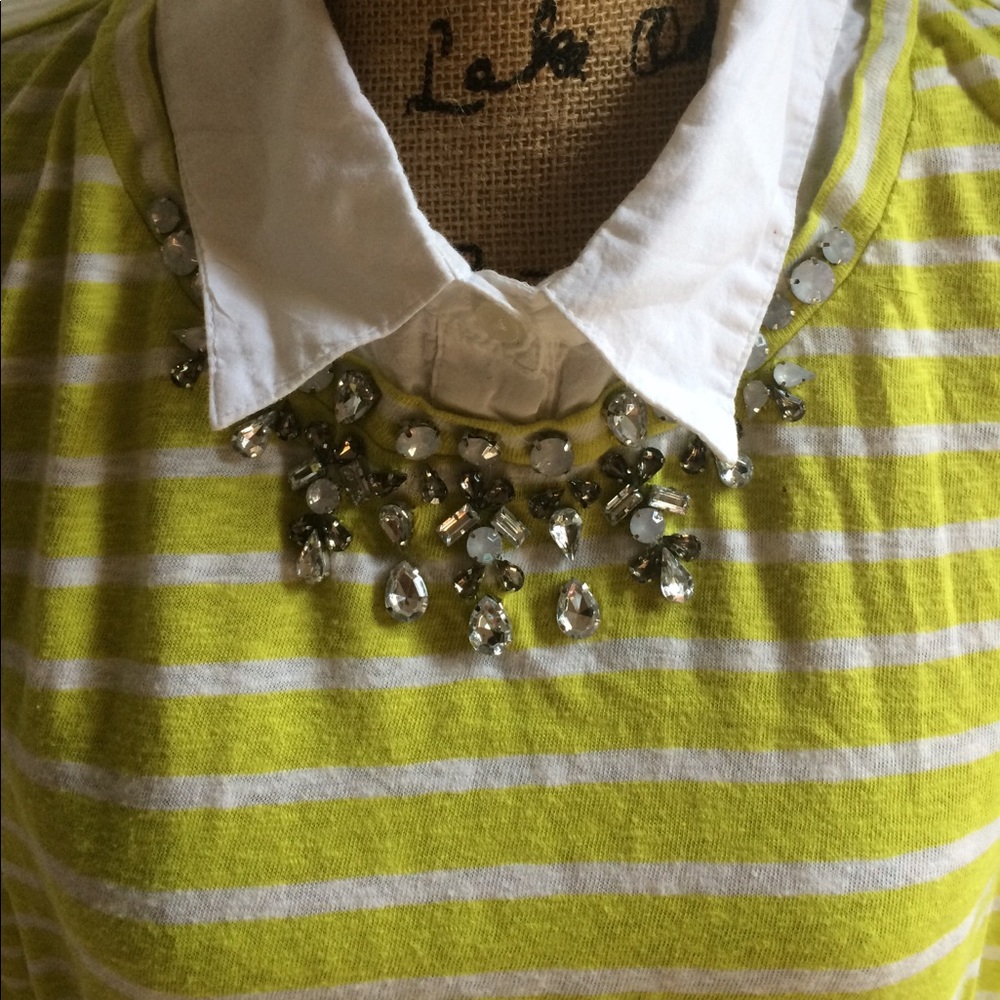 Cute two layer jeweled neckline blouse