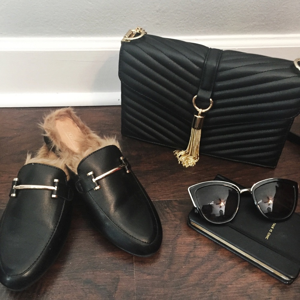 Faux Fur Loafer Mules