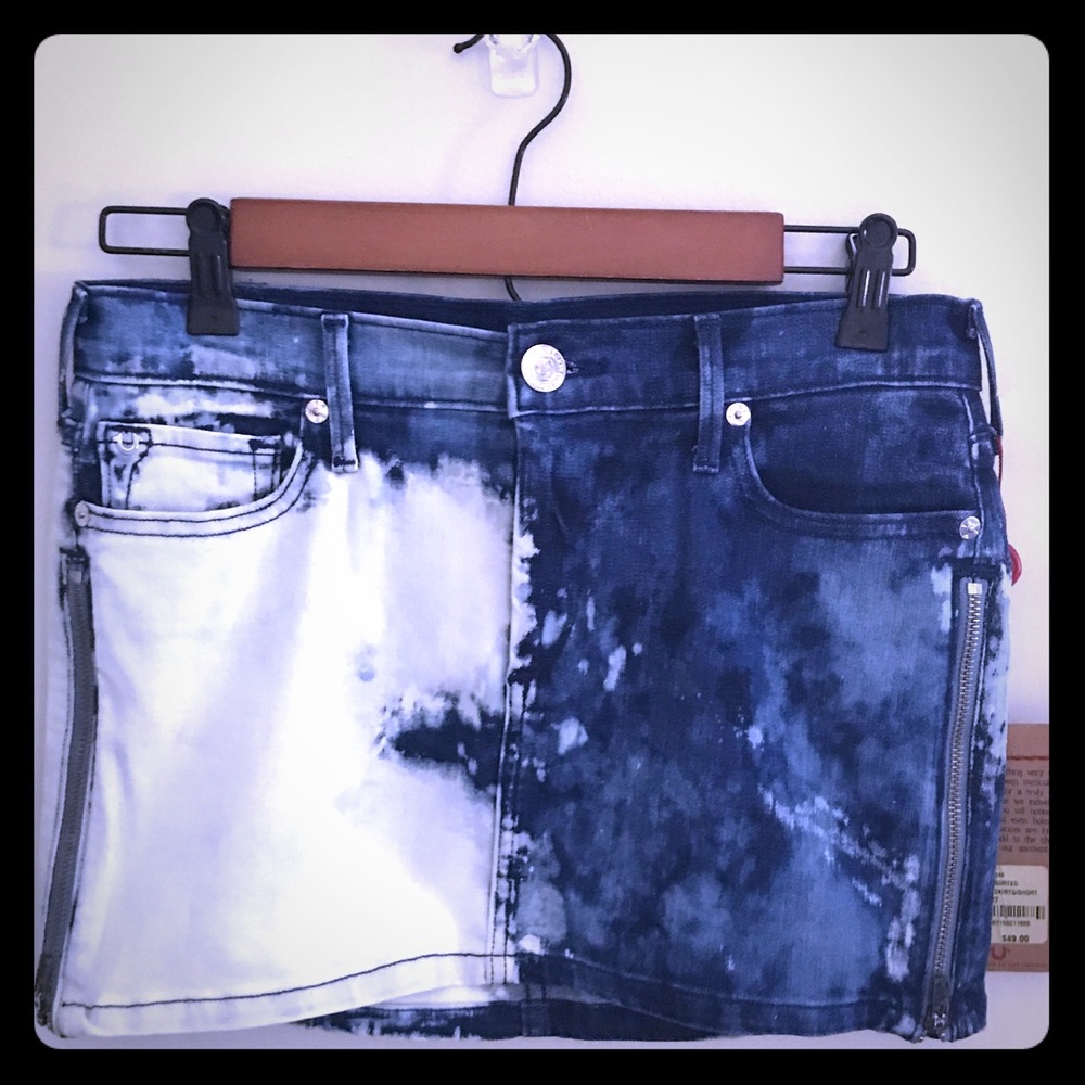 True Religion tie dye denim skirt