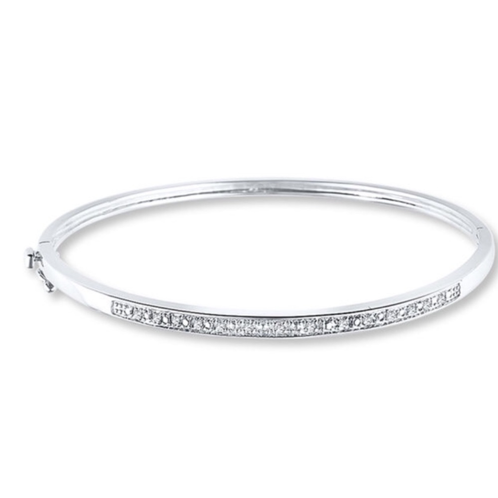 Diamon Bangle Bracelet 1/10 ct Round Cut Sterling