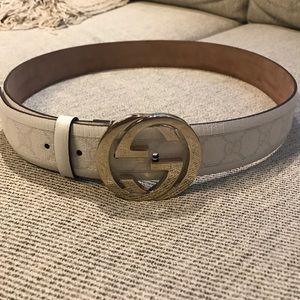 White Gucci Belt