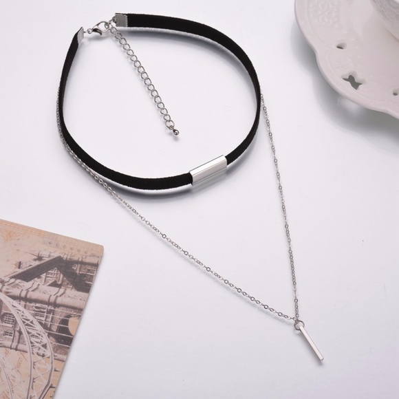 New Arrival!! Black & Silver Layer Choker Necklace - Picture 2 of 7