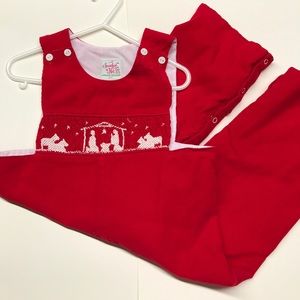 Smocked or Not size 2t boys EUC Christmas longall