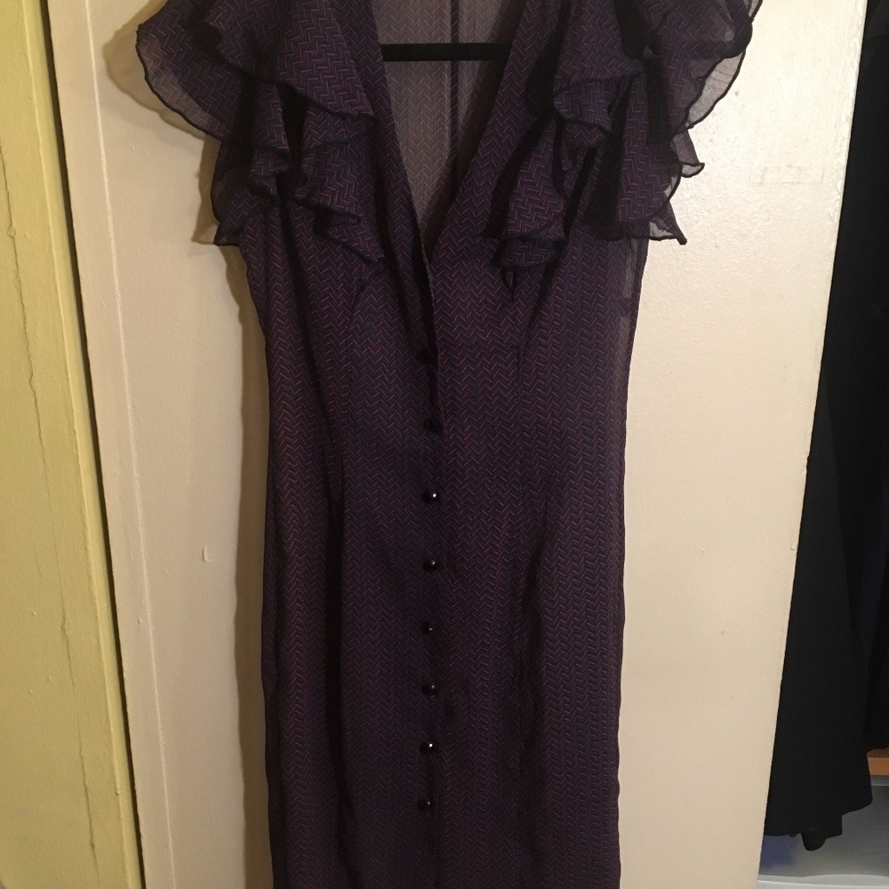 Sheer button down dress by Issho 100% silk