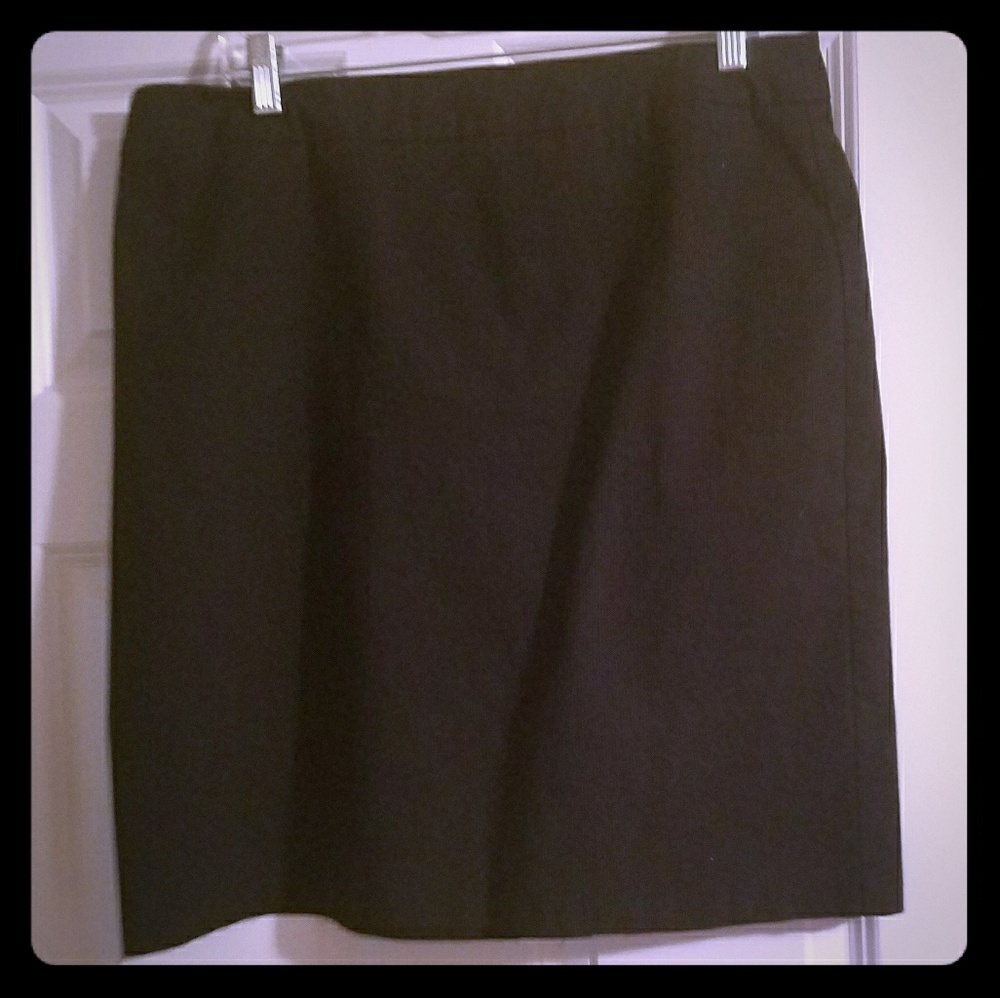 Navy pencil skirt with light blue pin stripes