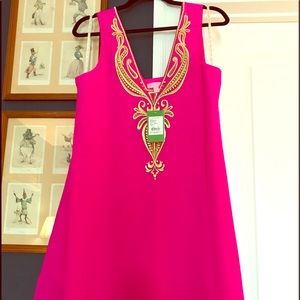 Lilly Pulitzer Owen Silk Dress - Magenta/Gold