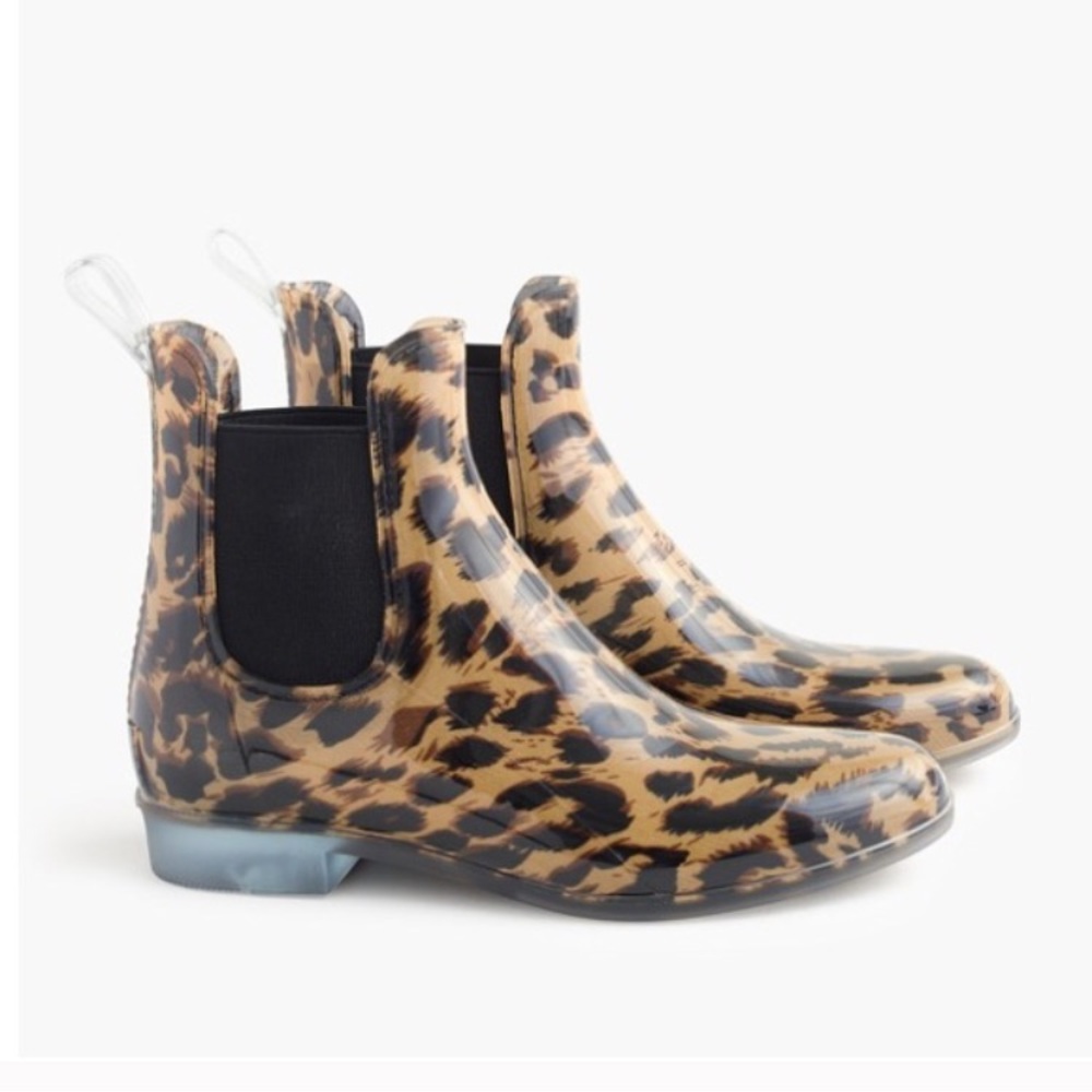 J Crew Cheetah Print Chelsea Rain Boots