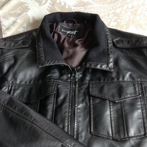 Men's black leather jacket