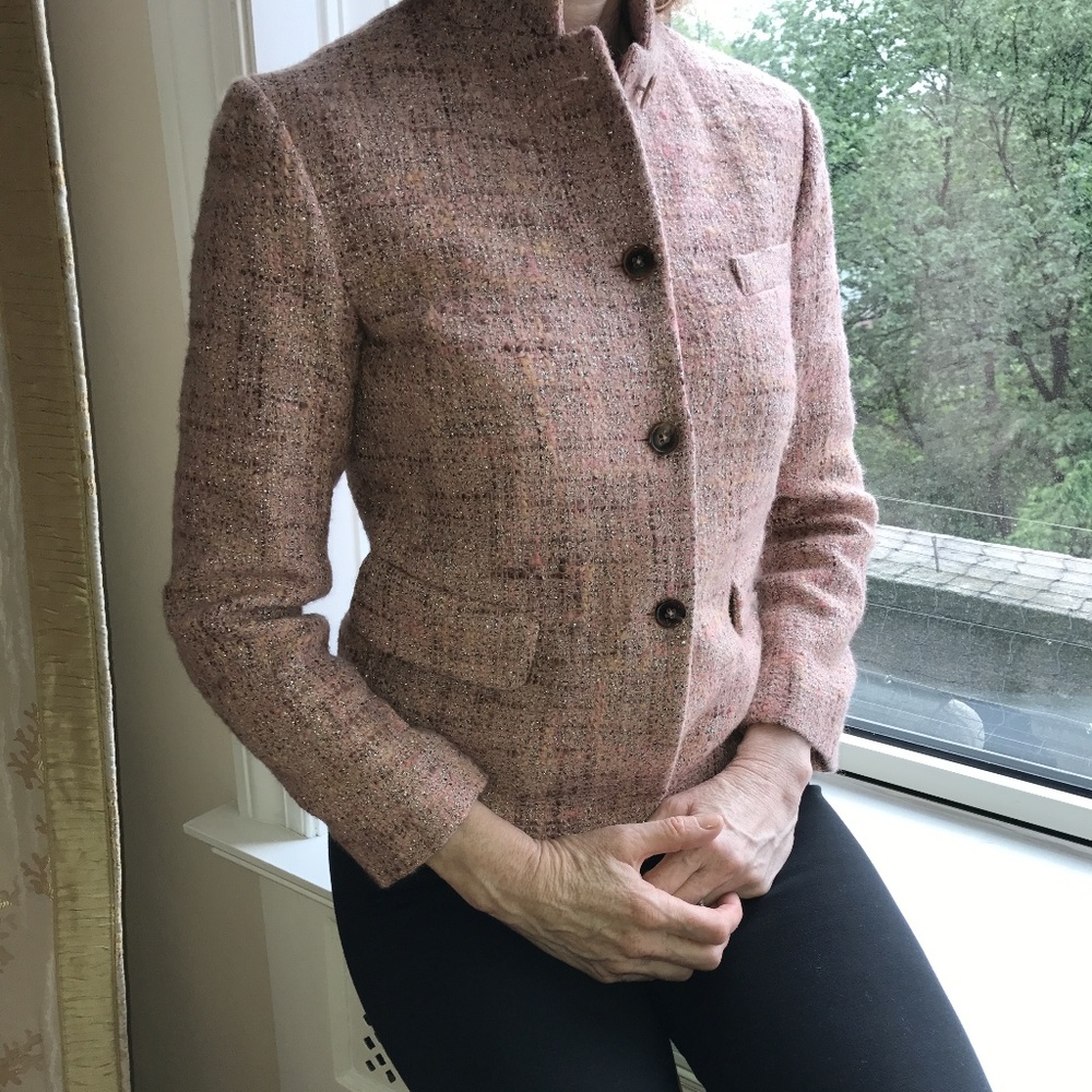 Jil Sander Women's Metallic Pink Tweed Blazer