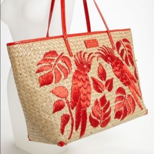 Kate Spade Embroidered Straw Tote