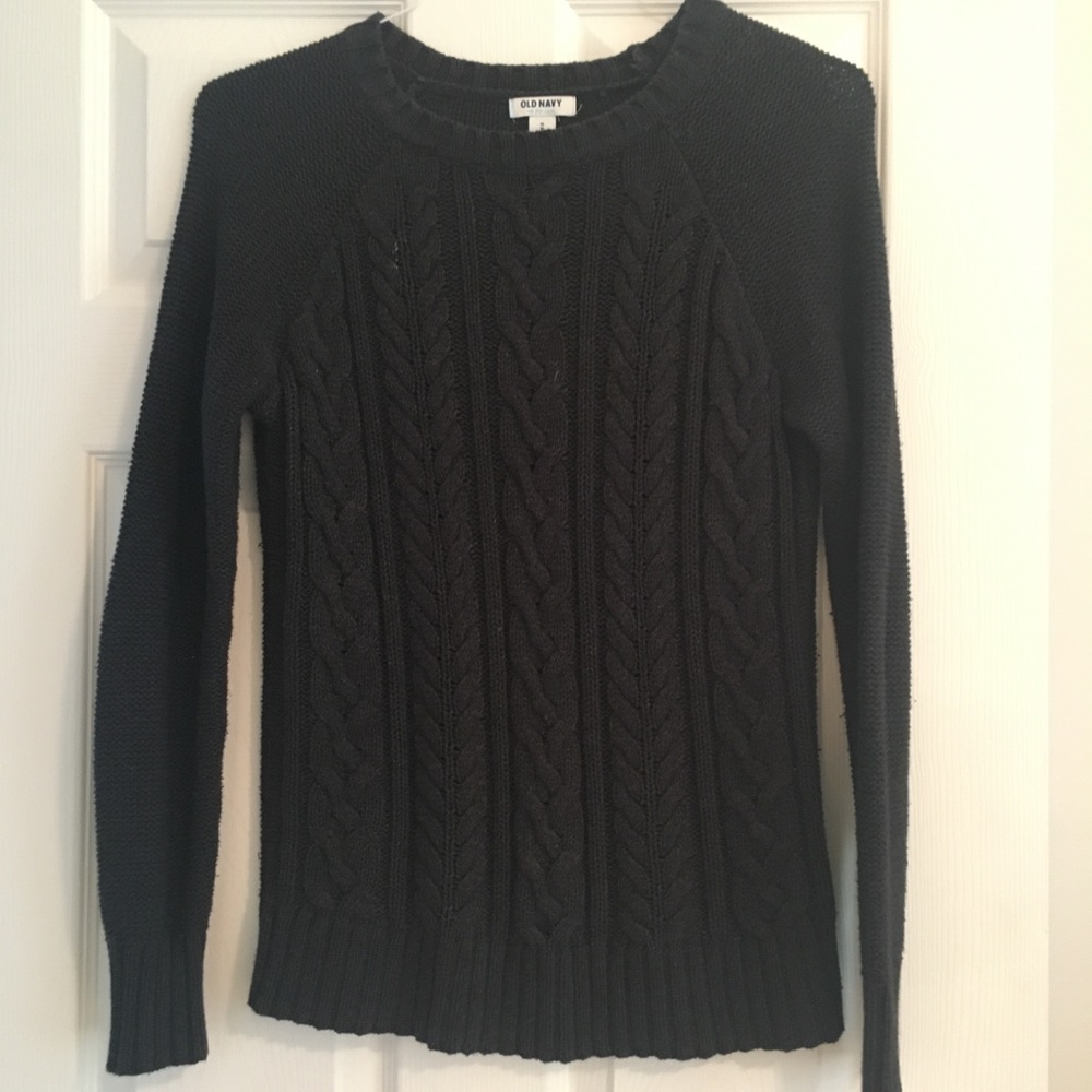 Charcoal gray cable knit sweater