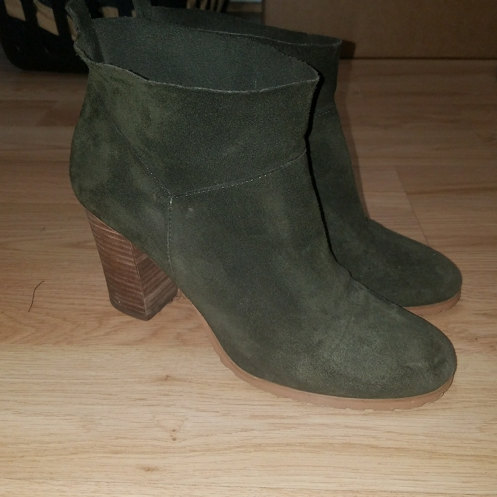 Olive Suede Booties