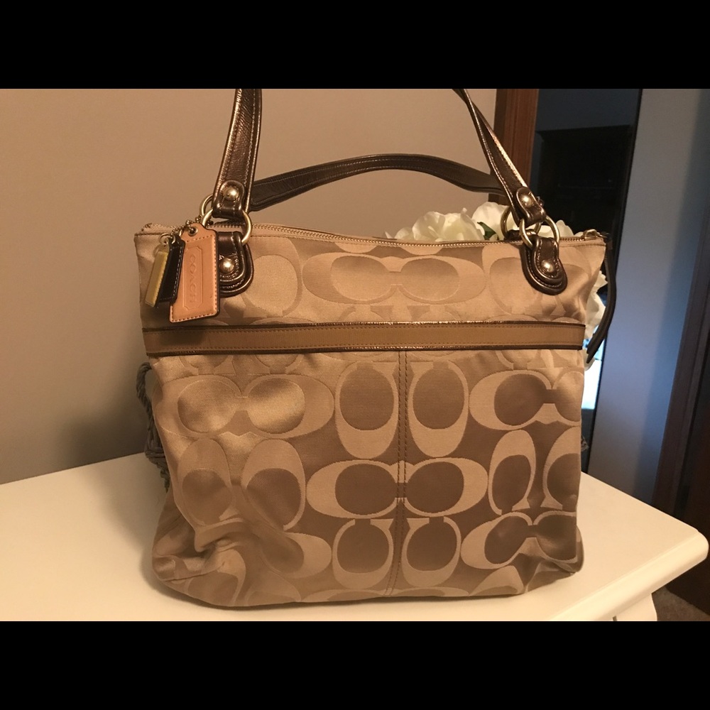 Coach metallic signature Poppy tote