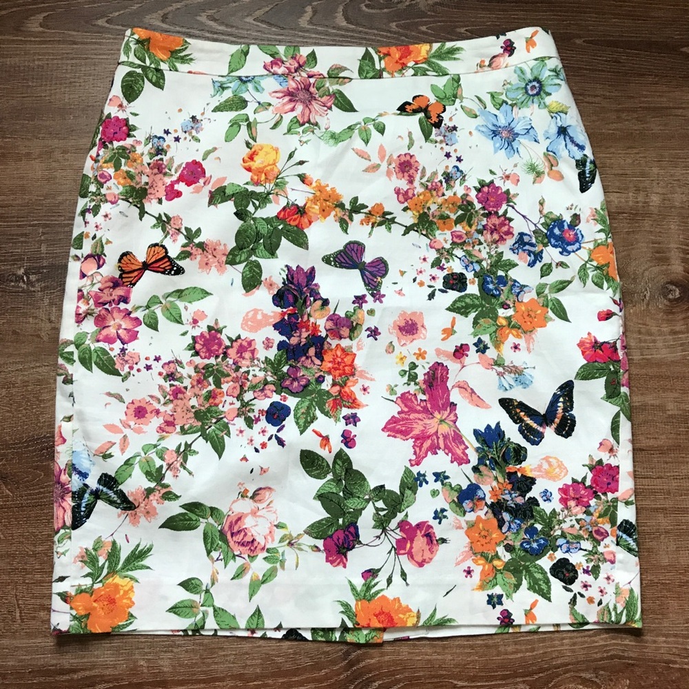Ann Taylor LOFT Butterfly Floral Skirt