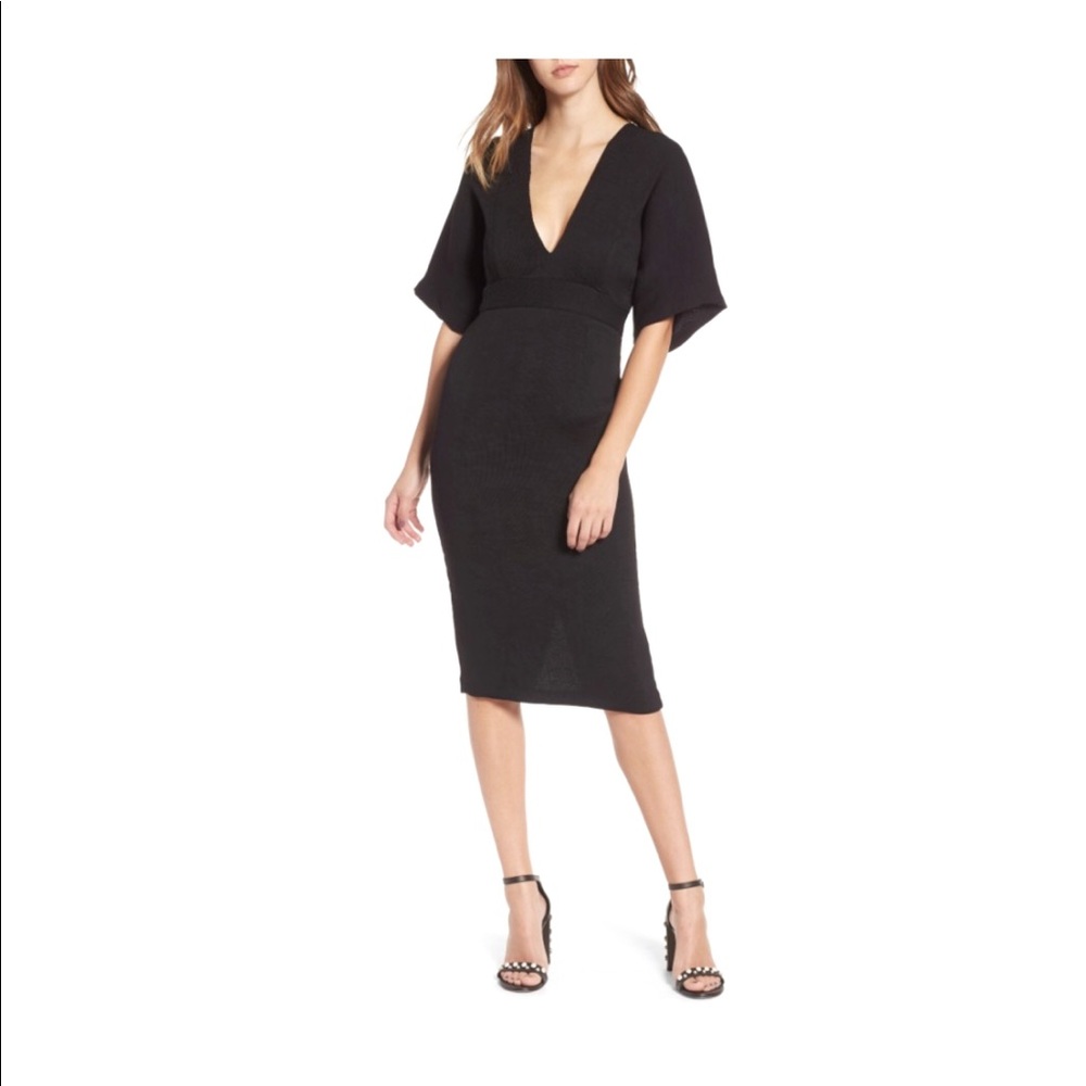 ❣️ Topshop Red Textured Plunge Kimono Midi Dress