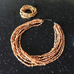 Silpada Freshwater Pearl Necklace & Bracelet Set