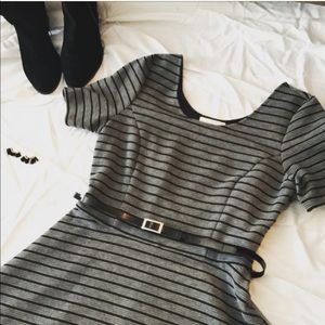 Gray and black dress