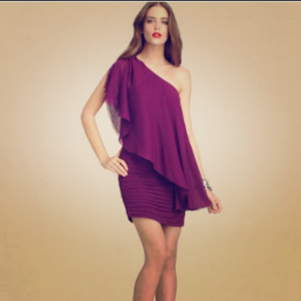 Alice & Olivia Plum One Shoulder Dress 8
