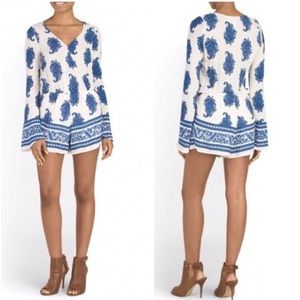 Blue & White Floral Romper