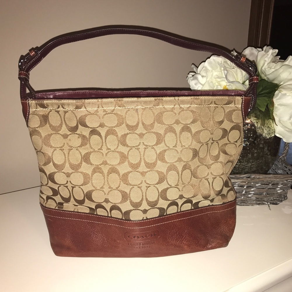 Large coach signature shoulder tote