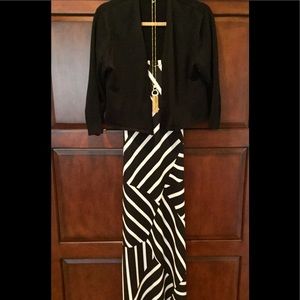 NWT Black/White Striped Body-Con Maxi Dress, Med