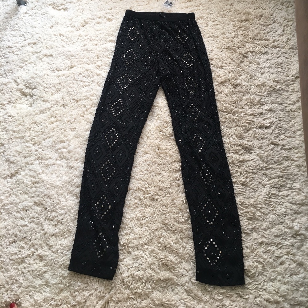Size Small, High waisted, Beaded black pants
