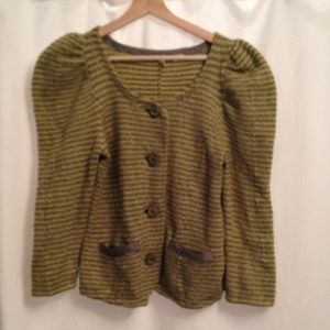 Anthropologie Moth Sweater with puff sleeves