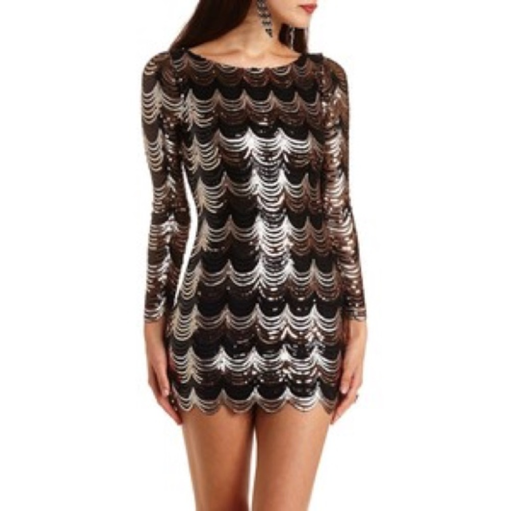Charlotte Russe Long Sleeve Scalloped dress