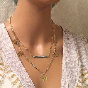 Sale! BoHo Layered Necklace with Coins, Beads