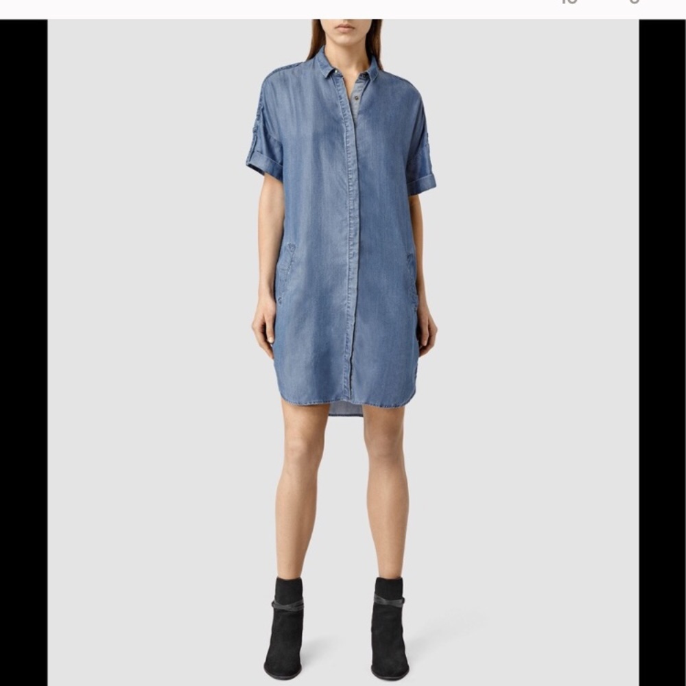 All Saints Indigo Shirt Dress