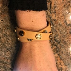 Tory Burch double wrap logo stud bracelet