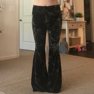 Free People velvet flare pants w/ Paisley pattern
