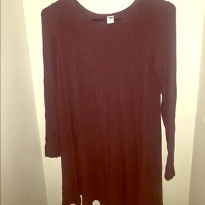 Burgundy Long Sleeve Flow Dress
