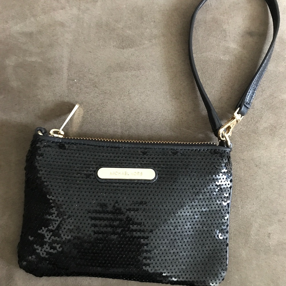 Michael Kors Black Sequins Wristlet/Wallet