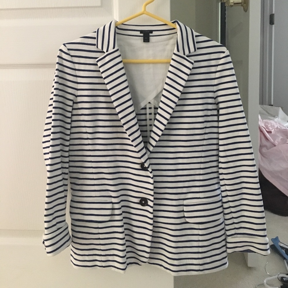 J. Crew Navy and white striped Blazer