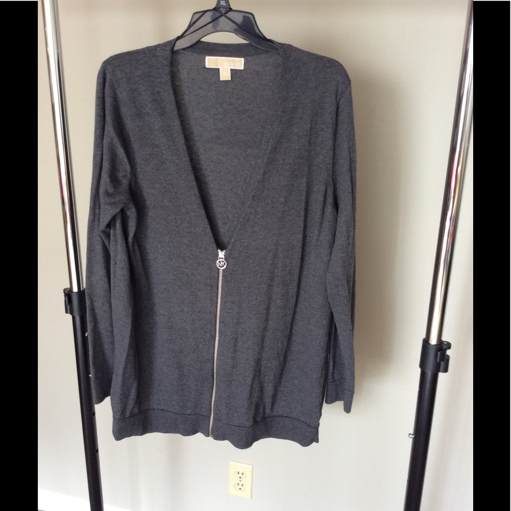Michael Kors Zip-Up V-Neck Cardigan