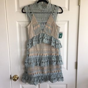 Crochet lace mini dress