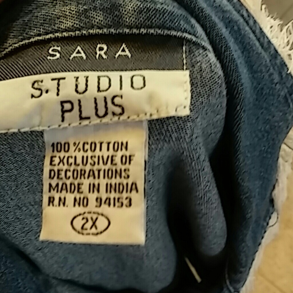 Sara Studio Plus Jean Jacket Boho Patch Work Sz 2x - image 6