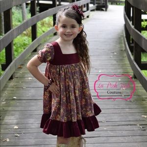 La Posh Kids Couture floral plum dress
