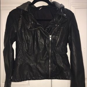 Free People Vegan Leather Hooded Jacket