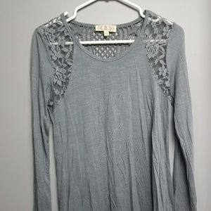 Gray Lace Long Sleeve