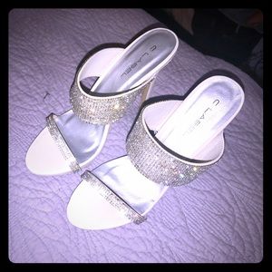 Brand new Rhinestone white stilettos