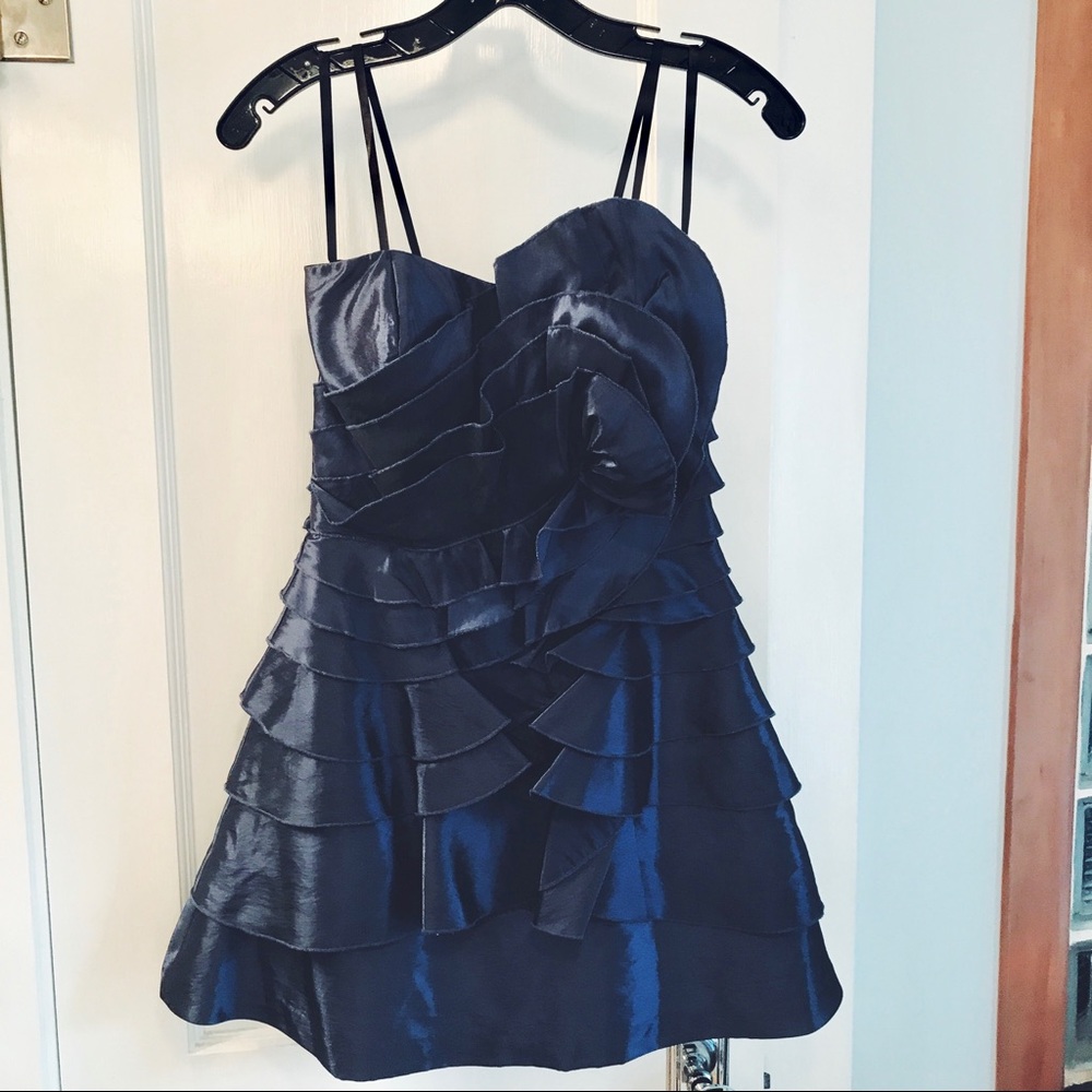 BCBG blue metallic dress
