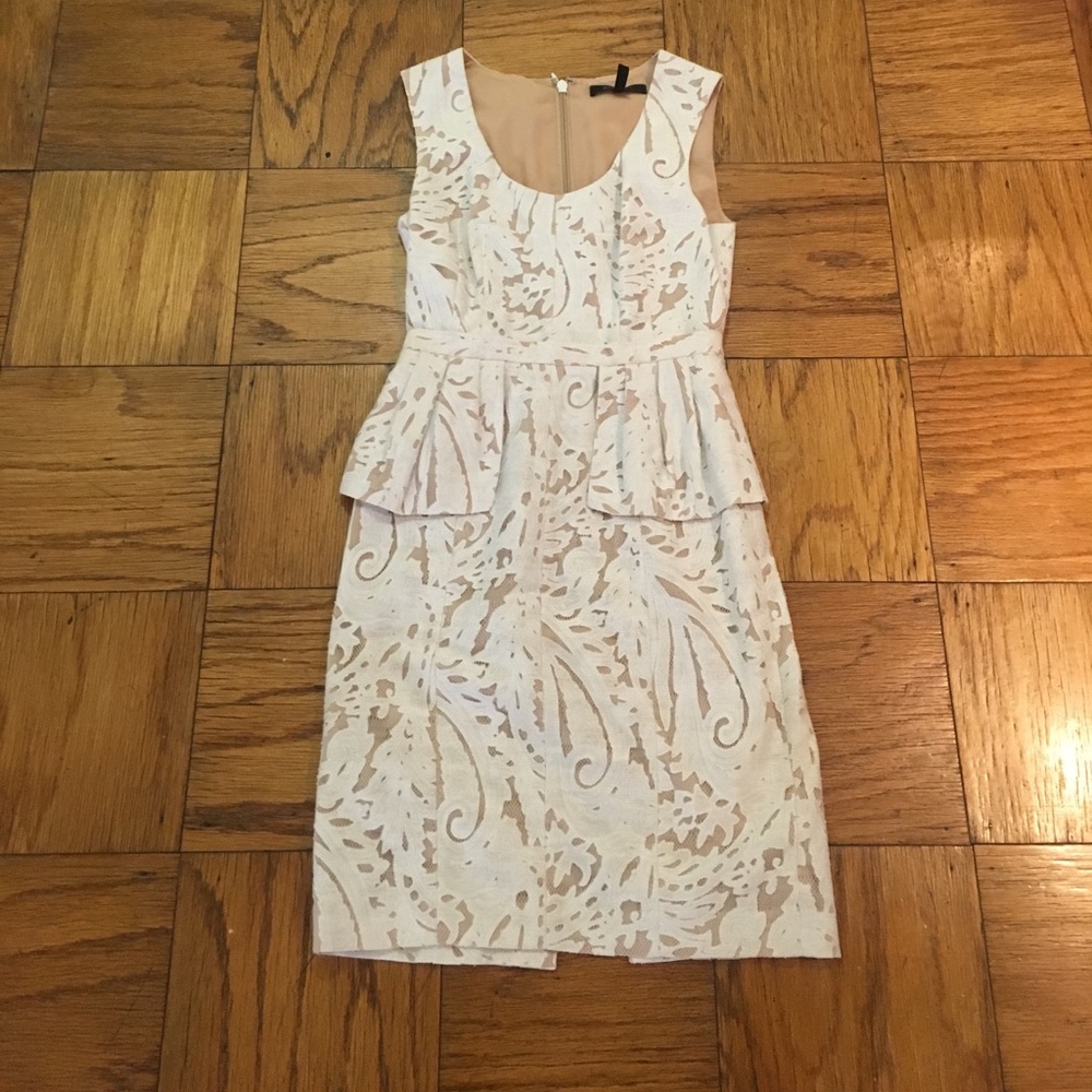 BCBG size 2 white lace peplum dress
